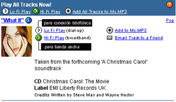 muestra de la pgina de MP3.com